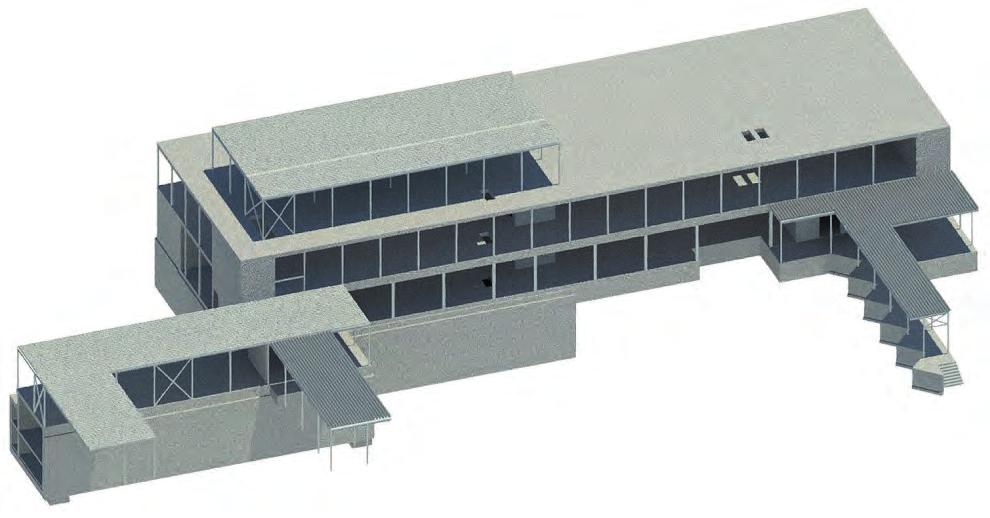 Avstivende konstruksjoner må utføres i plasstøpt betong på grunn av DCM. Innersøyler er utført som betongsøyler. Søylene er plassert i aksekryss i et rutemønster på 7,2 m x 7,2 m.