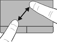 bevegelse som går opp, ned, til venstre eller til høyre. MERK: Rullehastigheten styres av fingerhastigheten.