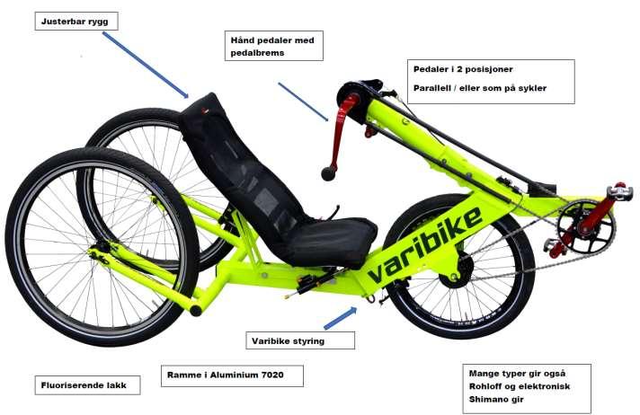 Sykling med armer og ben VARIBIKE Trike Varibike er Tyskprodusert, med en rekke finesser og
