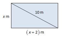 .6. Grunnflaten til en garasje er et rektangel med mål som vist på figuren nedenfor. Sett opp en andregradslikning og regn ut hvor lang og hvor bred garasjen er.