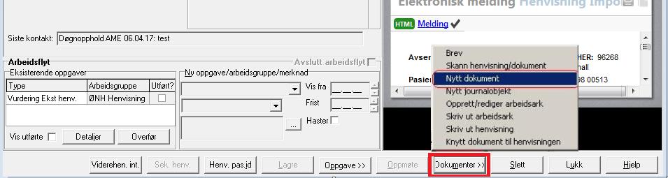 Dersom behandler ringer og innhenter opplysninger, må dette dokumenteres i et notat i selve henvisningen. Dette gjøres på følgende måte: 1.