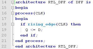 metoder, slik som If clock event and clock = 1 then wait until clock = 1.