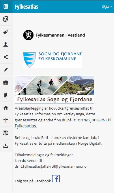 Informasjon Her finn du generell informasjon om Fylkesatlas og nyttige lenker til andre nettsider mellom anna Informasjonssida vår der vi vil legge ut nyhende som du kan du