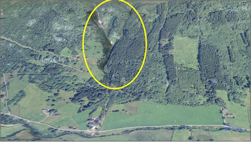 1.4 Beskrivelse av området Tura Kraftverk AS, Vik kommune, Sogn og Fjordane 7 Tura sett fra sørvest mot nordøst (WWW.norgeibilder.no), omtrentlig markert med gult.