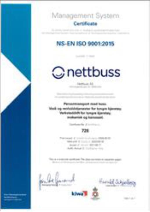 Busselskapene ISO 9001- Ledelsessystem for kvalitet