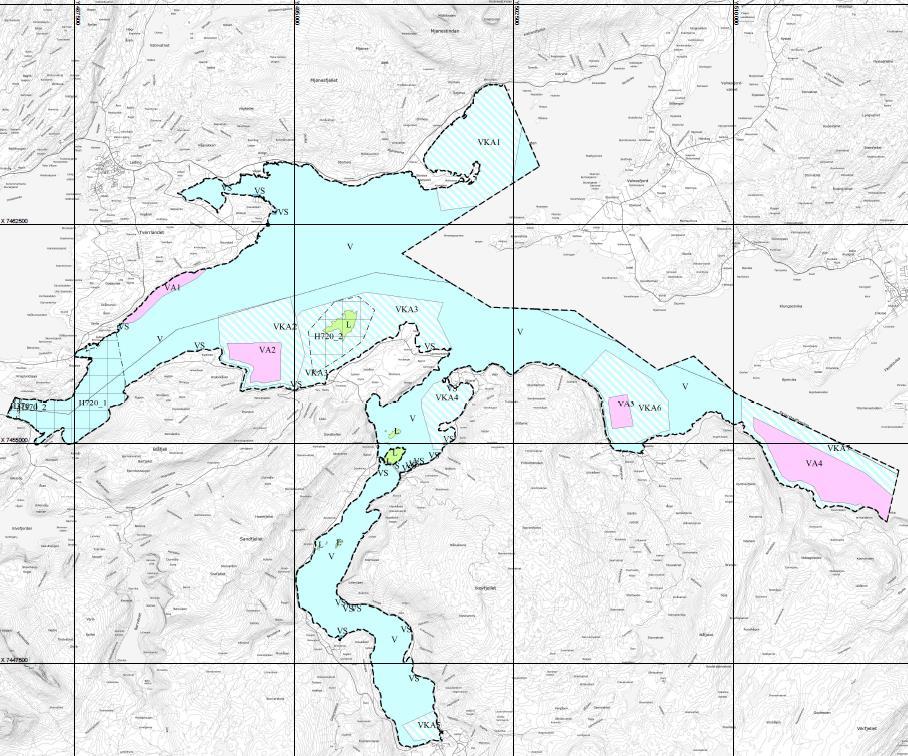 Kartillustrasjonen viser planforslaget ved offentlig ettersyn for Bodø kommune sin del av fjordområdet. 6.