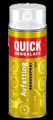 Quick Bengalack hjelper deg med raskt og enkelt forarbeid så får du perfekt sluttresultat. Quick Bengalack er en spesialrens for fettholdige flater. Spray på, la virke i 15-30 sek.