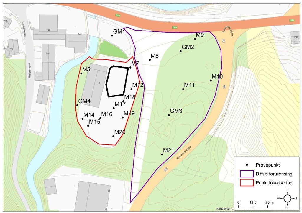 EIODALEN MILJØTEKNISK GRUNNUNDERSØKELSE 9/21 4 Feltarbeid Feltarbeid ble utført 6.mars 2018 av miljøgeolog Jostein Soldal.