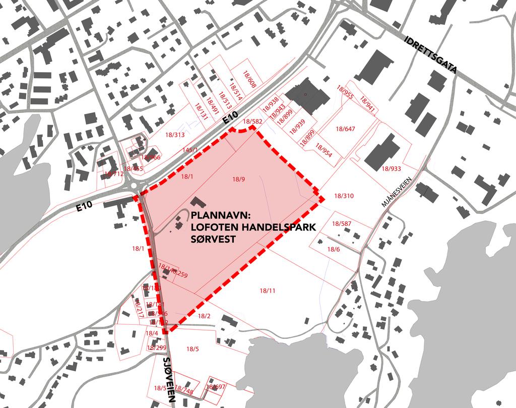 Kart over området. Varslet plangrense er stiplet. Hva er en reguleringsplan? En reguleringsplan er en plan for utvikling av et avgrenset område.