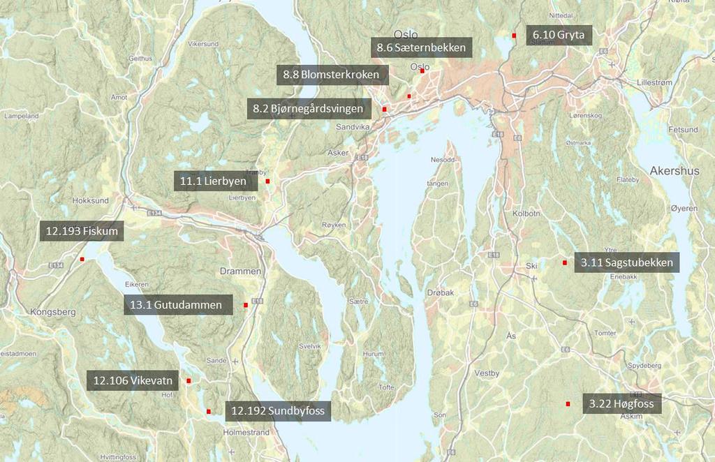 Frekvensanalyse Det er tidligere utført flomfrekvensanalyse på vannmerkene vist i Tabell 3. Resultat for 200-årsflom er vist helt til høyre i tabellen som døgnmiddelverdi.