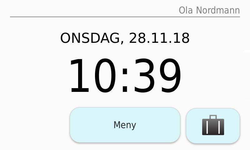 Dersom tjenestemottakeren trykker Nei, vil skjermen gå tilbake til normal modus, men koffertsymbolet vil være tilgjengelig i hele tidsrommet som er definert av hjemmetjenesten.