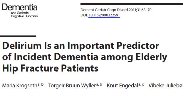 Hypotese 1 Er delirium assosiert med