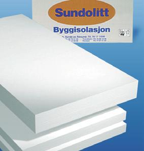 15 Sundolitt Plateprodukter Sundolitt S 80 38 k D -verdi: 0,038 W/mK Isolering i gulv på grunn. 80 kpa Isolasjon av forstøtningsmur. Isolering i vegger og tak. Isolering i betongelement.