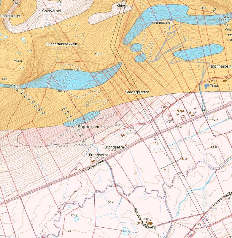 Berggrunn Berggrunnskart utarbeidet av Norges geologiske undersøkelse (NGU) viser at berggrunnen i planområdet består av gneis.