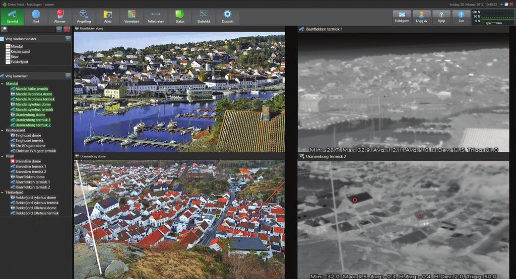 Med Detec Next RAD kameralisens har man i Detec Next sitt brukergrensesnitt mulighet for å definere opp til 64 regioner i et utsnitt fra et termisk kamera.