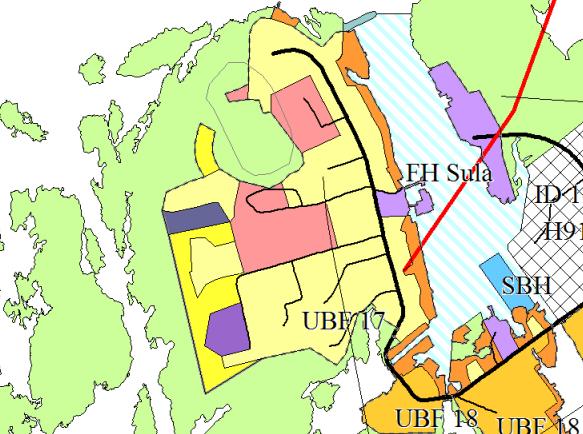 3.3 PLANSTATUS Området er uregulert og er i kommuneplan for Frøya (vedtatt 26.05.2011) avsatt til offentlig tjenesteyting. Figur 3.