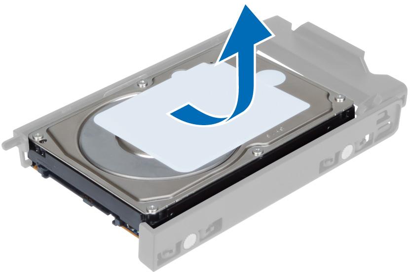 2 Hvis en harddisk på 2,5" skal monteres i datamaskinen, må du plassere harddisken i harddiskrammen og stramme til