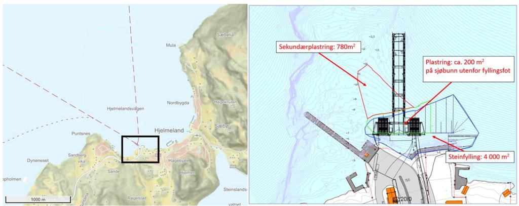 Side: 2/11 Søker planlegger å bruke masser av sprengstein fra dagbrudd på Nesvik til utfylling i sjø. Massene vil bli transportert på lekter over fjorden.