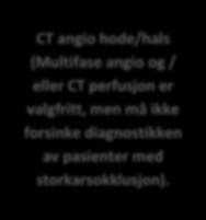 valgfritt, men må ikke forsinke diagnostikken av pasienter med storkarsokklusjon). 6-24 t CT angio hode/hals + CT perfusjon (Evt.