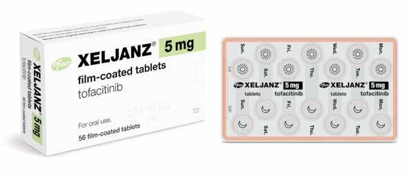 Hva er XELJANZ? 1 XELJANZ inneholder virkestoffet tofacitinib. Xeljanz kan redusere aktiveringen av pasientens immunsystem, som er involvert ved leddgikt og psoriasisartritt.