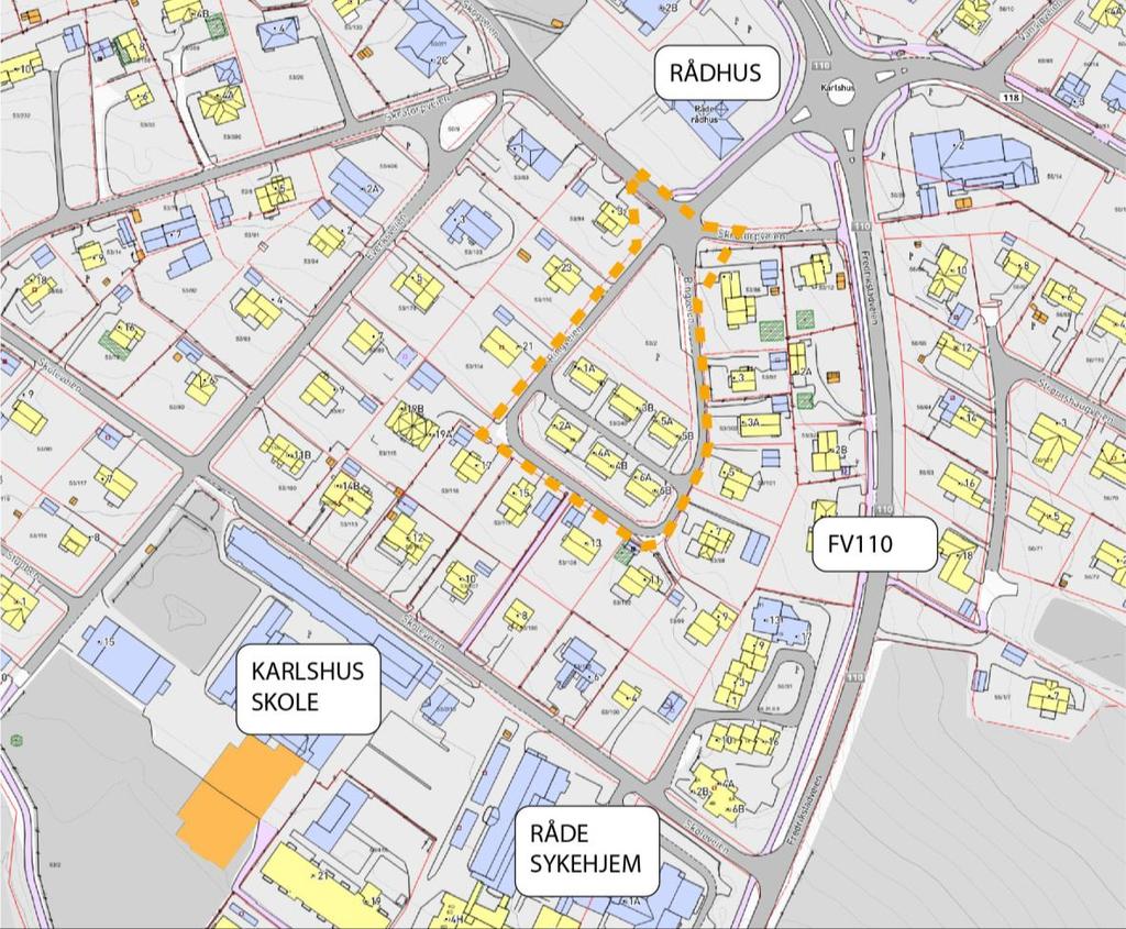 Kart over området Oransje stiplet linje viser plangrensen. Hva er en reguleringsplan? En reguleringsplan er en plan for utvikling av et avgrenset område.