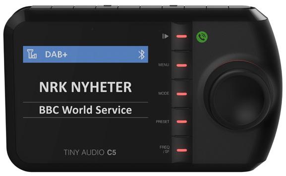 TINY AUDIO C5 DIV 101280 Kr 1 299,- DAB+ adapter med Bluetooth Stort og tydelig fargedisplay for montering på dashbord.