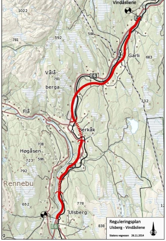 1 Innledning 1.1 Bakgrunn og hensikt Statens vegvesen Region midt planlegger omlegging av E6 mellom Ulsberg og Vindåsliene i Sør-Trøndelag fylke.