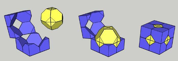 3. To slike modeller kan settes sammen for å lage en solid kube (figur 6). Hva er volumet til et. avkortet oktaeder ift kuben? (Det er nøyaktig 1/2) Figur 6 4.