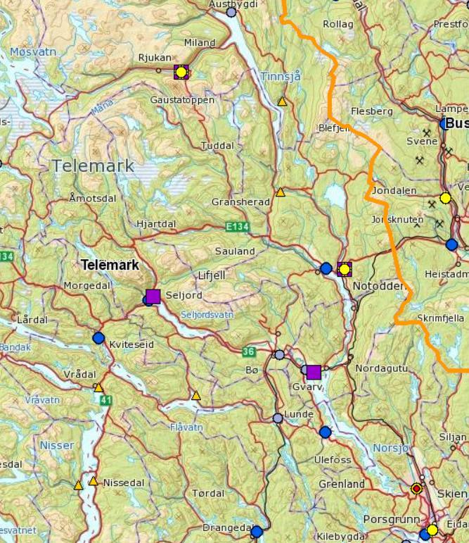 Nødetater i sentrale Øst-Telemark som dekker det nominerte verdensarvområdet.
