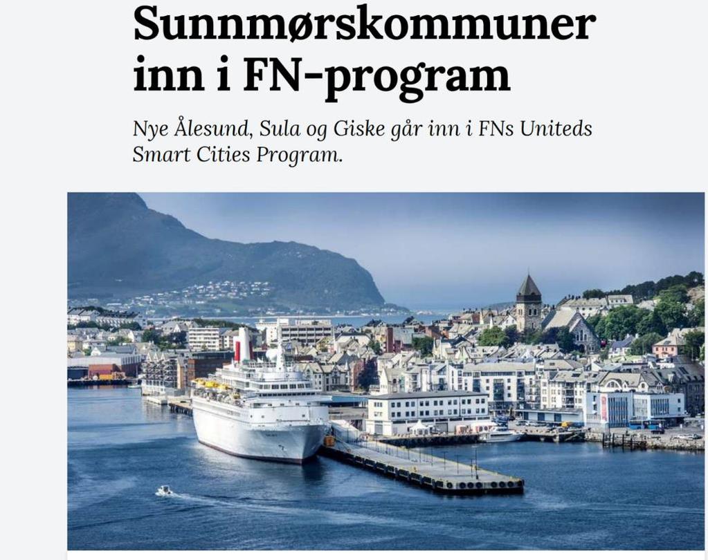 Nye Ålesund, Giske og Sula inn i FNs smartbyprogram.