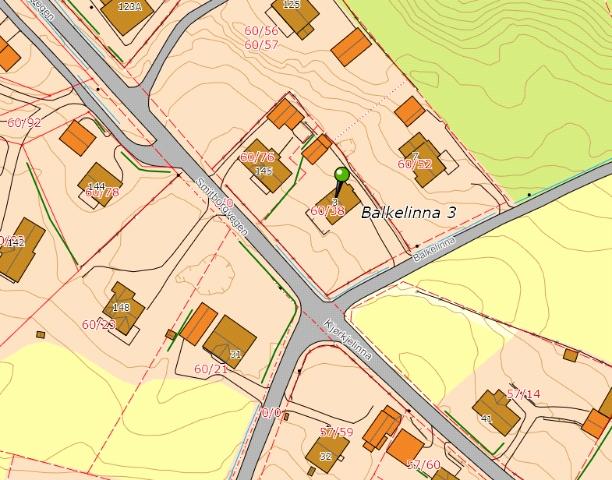 BALKELINNA 3 2848 SKREIA : Det tas forbehold om feil og mangler i kartet. Tomtegrense er markert med dårlig nøyaktighet i kommunekart, oppmåling anbefales.