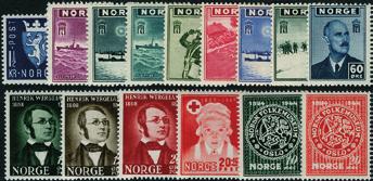 Årgang 1945 NK 330-44. Komplett på hovednummer. Årgang 1946 NK 345-58.