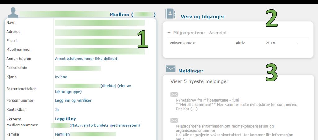 Din profil 1. Her er informasjon om aktøren (deg). Du kan endre informasjon ved ganske enkelt å trykke på feltet du vil endre. Du kan klikke på mye av det som er blått.