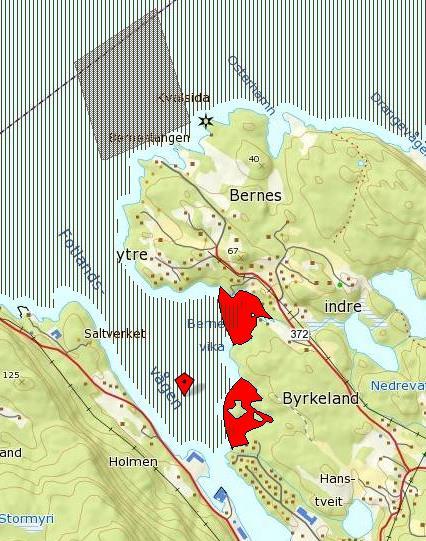 Gytefeltet har middels verdi. I Fotlandsvågen er det registrert to låssettingplassar med stadnamn Bernesvika (i nord) og Fotlandsvågen (i sør).