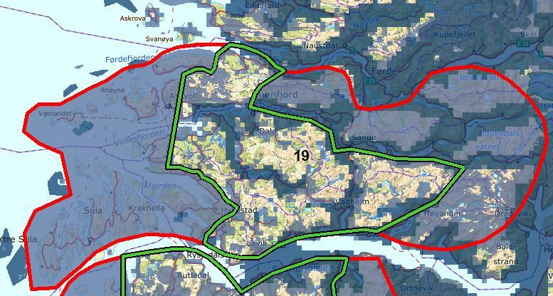 Område 19 (Sunnfjord og Sogn) HVORFOR ER OMRÅDET FORESLÅTT SOM ET AV DE MEST EGNEDE? Dette området har middels gode produksjonsforhold for vindkraft.