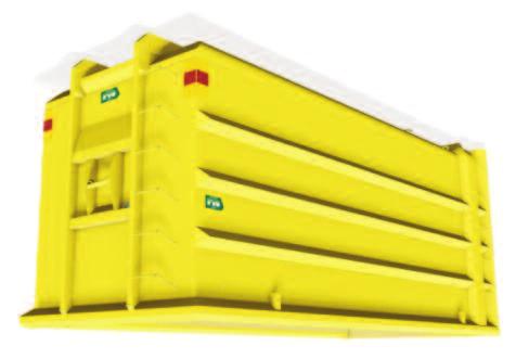 Medium forsterket Krokcontainere i Strenx: 22 44 m 3 5 mm Strenx 700 Topp profil 2 mm Strenx 700 Vegg 3 mm Strenx 700 Gulv - Lavere luftmotstand - Lavere egenvekt Forsterket krokcontainer i