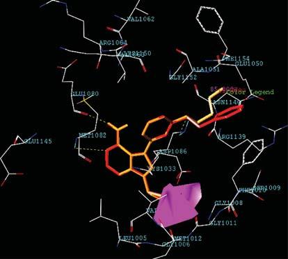 compounds. The small green contour near the phenyl ring of compound-7 explains its higher activity than compound-9.