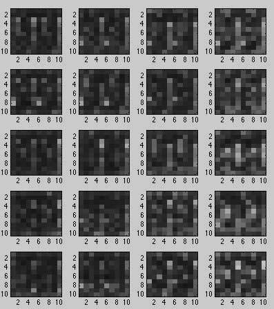 Each dot corresponds to the location of a cdna probe to which mrna from the cells of interest have been bound. (b) Pixellated images of the clusters from the left microarray photo.