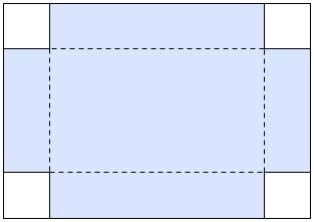 Oppgåve 6 (5 poeng) Tenk deg at du har eit stykke papp med form som eit rektangel. Rektangelet er 20 cm langt og 14 cm breitt. I kvart hjørne av rektangelet skal du klippe bort eit kvadrat.