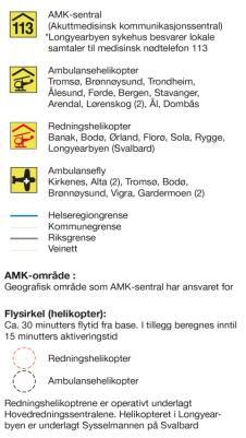 sykehus, bil-, båt- og luftambulansetjenester og værforhold gjør det