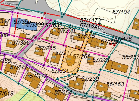 Gnr: 57 Bnr: 261 Adresse: Eiendommens areal: 610,7 m 2 Areal som berøres av