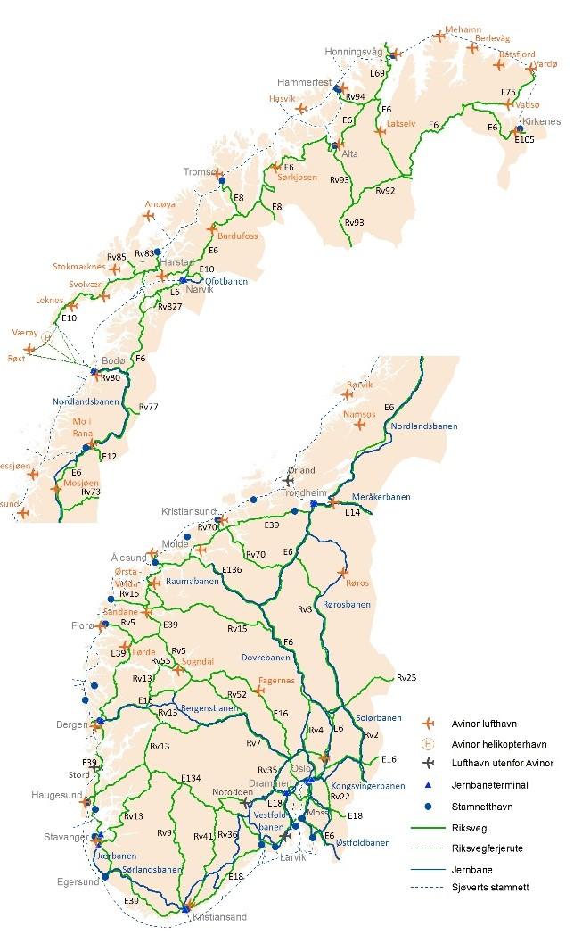 Miljø Arealbruk Unngå inngrep i områder som er viktig for de store sammenhengene Gå i retning av «naturnøytralitet» for eksisterende og ny infrastruktur Støy Nærme oss halvering av antall plagede