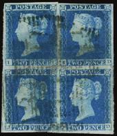 48 F 3116 o 14. Two Pence Blue plate 3 in block of four, full margined with Scottish postmark. 3 3117 o/br 14. 2d.