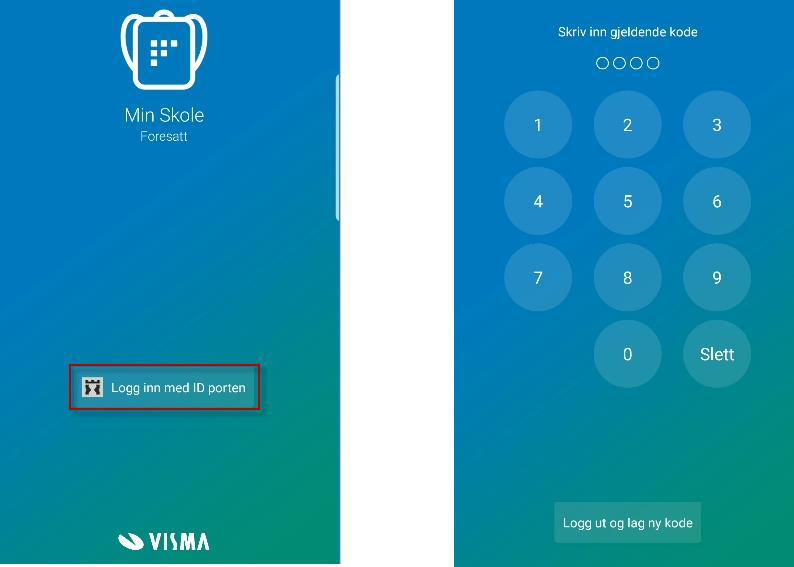 Innlogging «Min Skole» app Ved første innlogging må foresatte bruke ID-porten for identifisering.