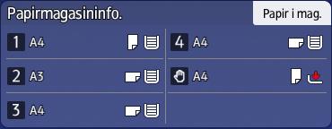 1. Komme i gang Ikon Miniprogrammet Papirmagasininfo. Innebygde programmer Beskrivelse Viser magasininnstillingene og hvor mye papir som er igjen.