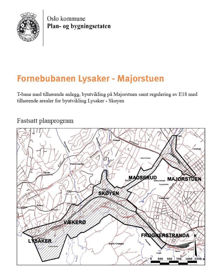 Planprogram og konsekvensutredning Planprogram for Fornebubanen med Majorstuen sporområde, ble fastsatt 10.07.2014.