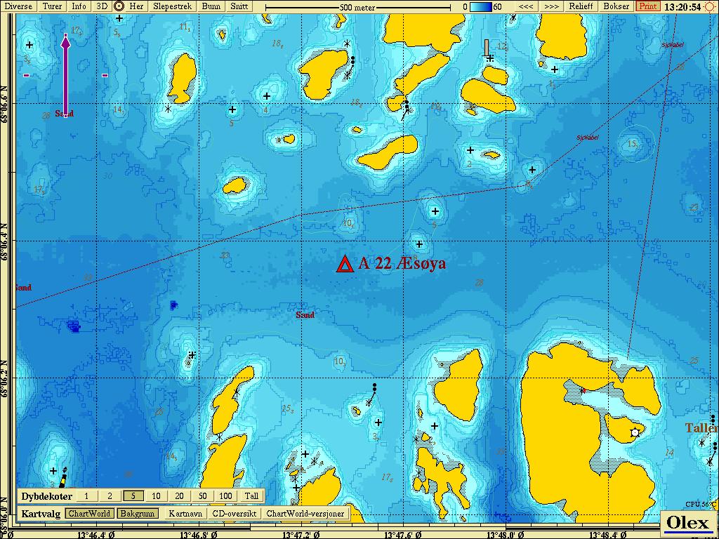 2.14 Område A22 Æsøya Mange øyer og holmer beskytter mot de fleste bølgeretninger, men relativ grunn lokalitet Område A22 Æsøya