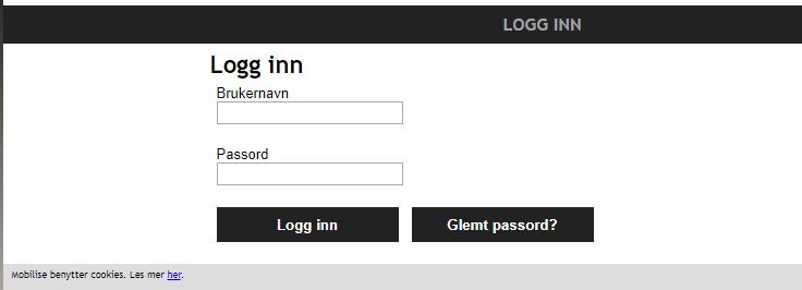 Innlogging for webløsning Du har mottatt en innloggingsmail for å komme i gang med link til påloggingsside https://valg.mobilise.no/ samt ditt brukernavn og passord. Påloggingsiden ser slik ut: Merk!