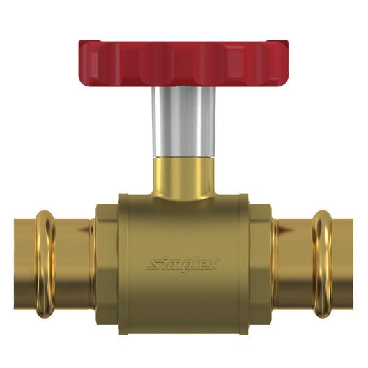 Socket all Valve with Press onnection and Red Thermometer andle P = 782 With press connection for M and V profile on both sides, for copper, carbon steel and stainless steel pipes, round thermometer