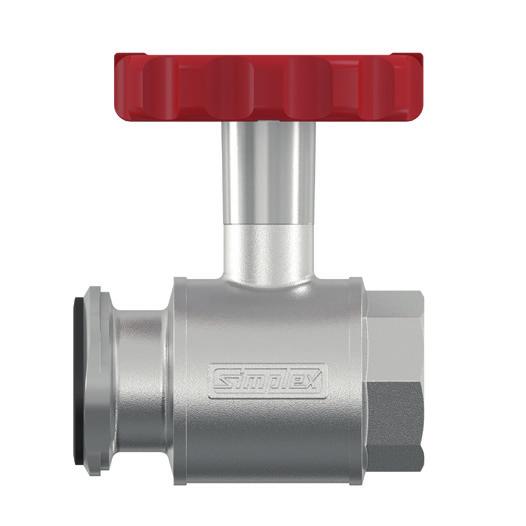 Pump all Valve with Red Thermometer andle P = 782 Pipe connection with female thread, round thermometer handle in red, integrated Ø 63 mm thermometer. Nom. diameter onnection () rticle no.